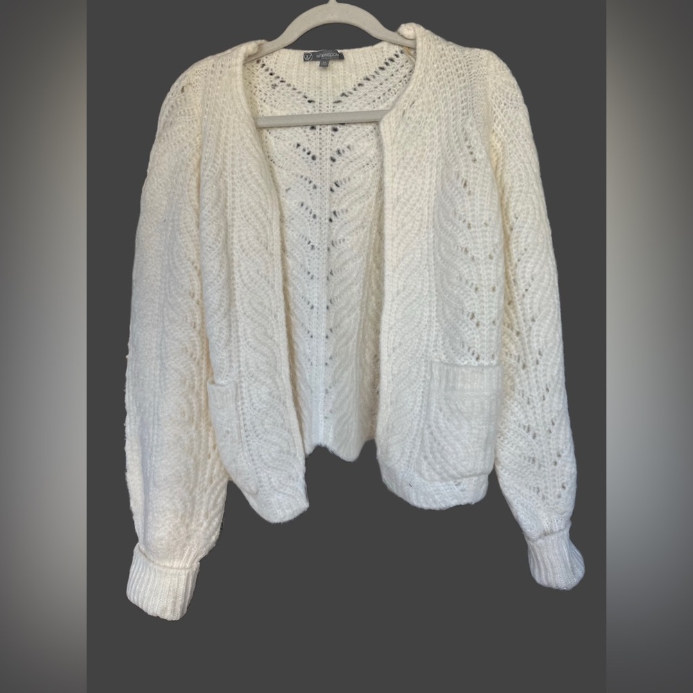 WIT & WISDOM | NORDSTROM Cream Cable Knit Cardigan Sweater